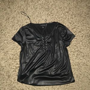 black T-shirt with lines in middle